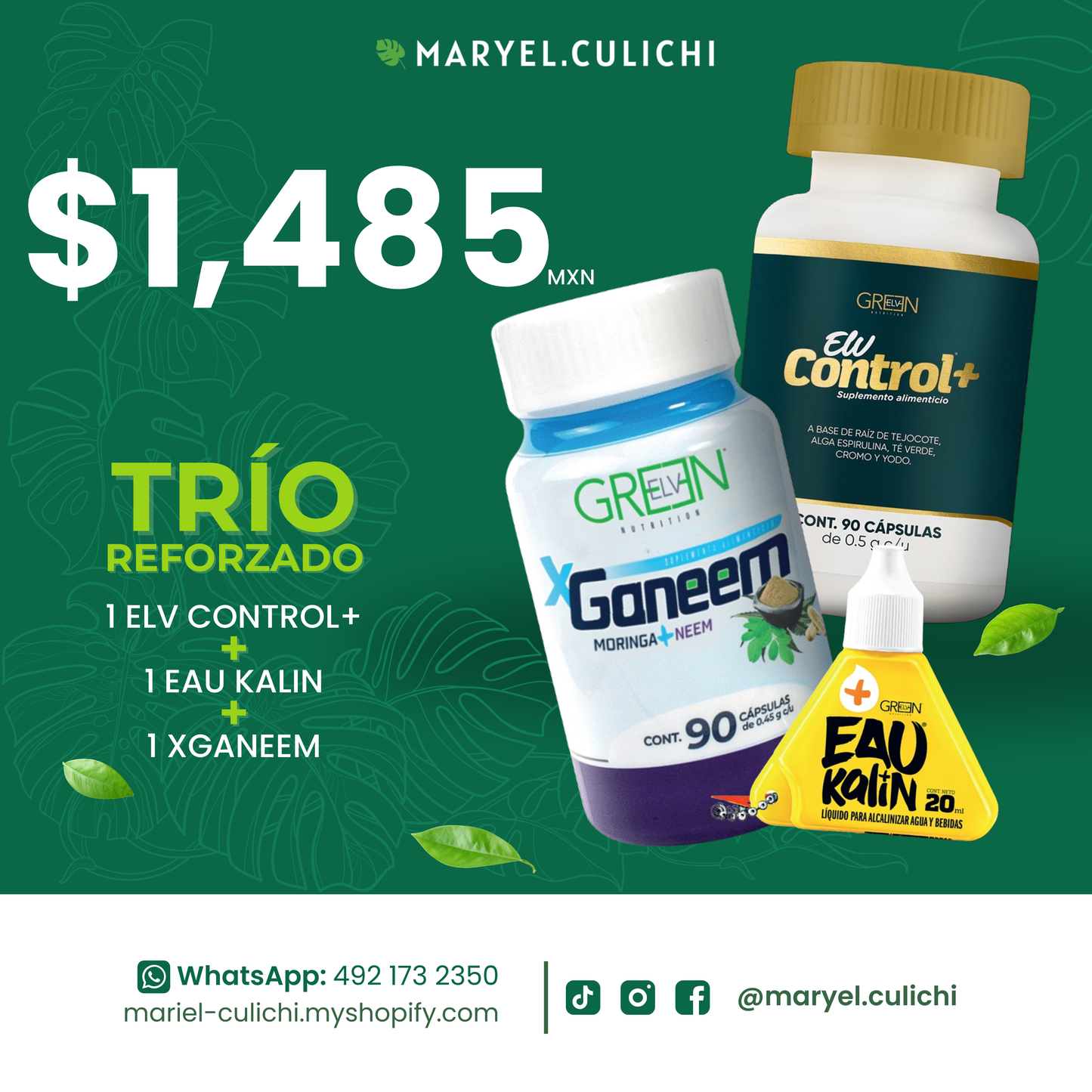 PAQUETE 7 - TRÍO REFORZADO CON ELV CONTROL PLUS PARA 1 MES