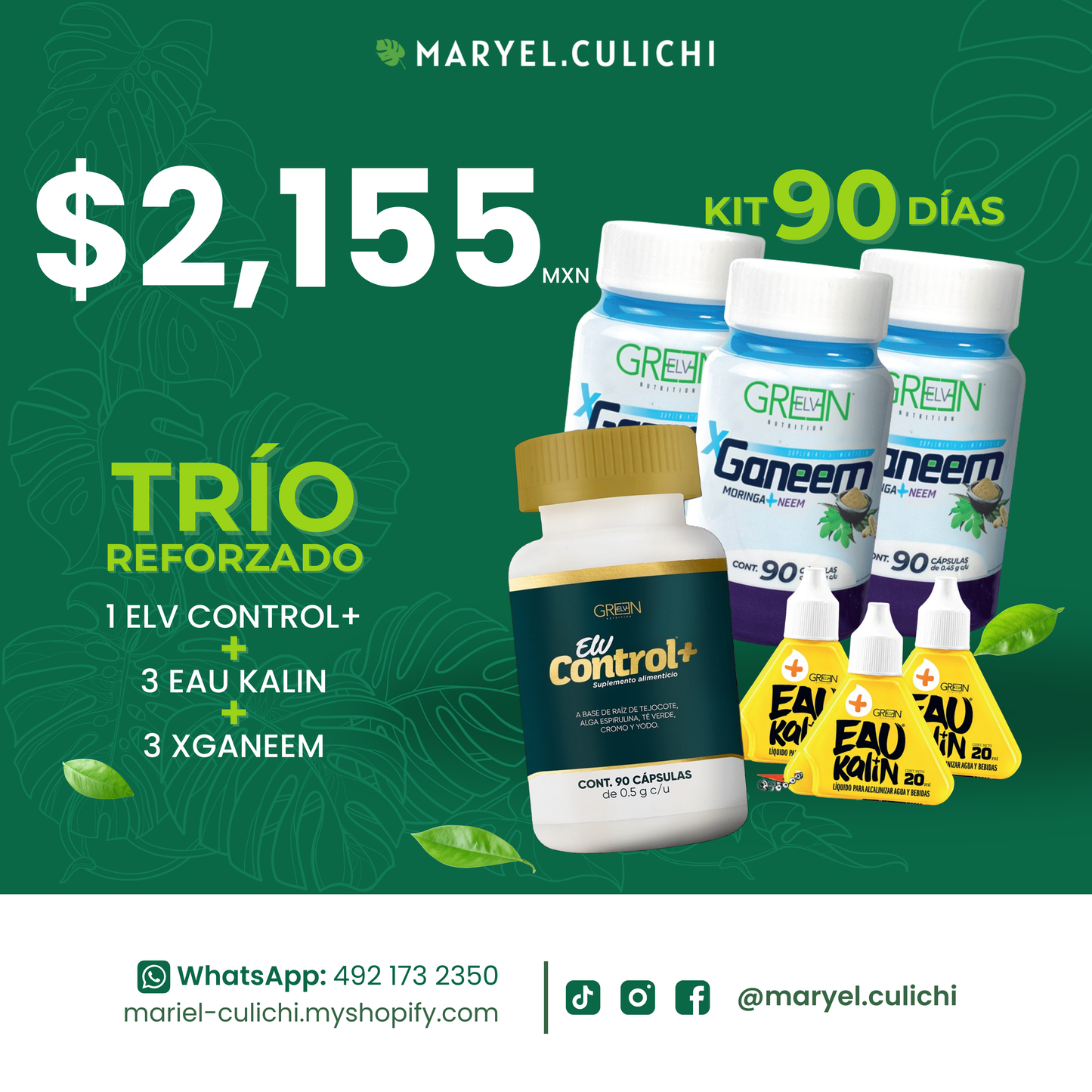 PAQUETE 8 - TRÍO REFORZADO CON ELV CONTROL +PLUS PARA 90 DÍAS